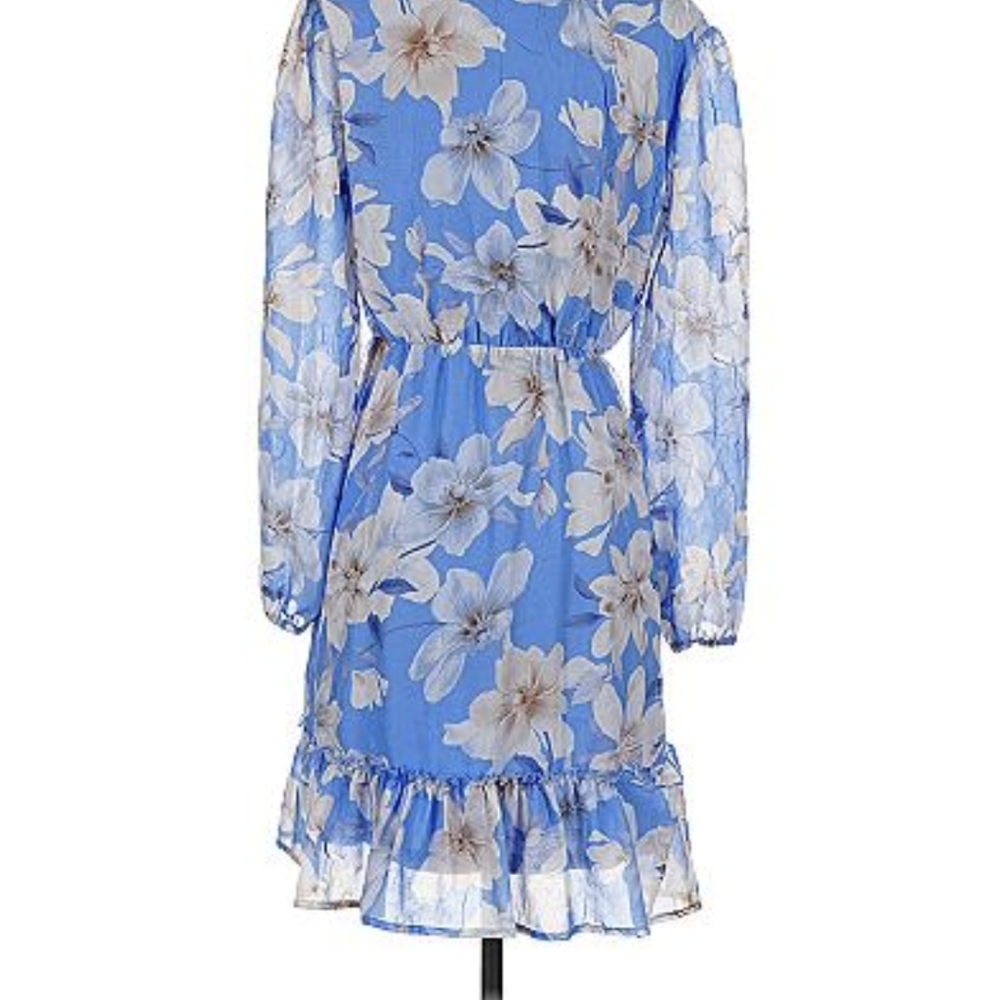 Floral Blue Ruffle Dress - Picture 3 of 3